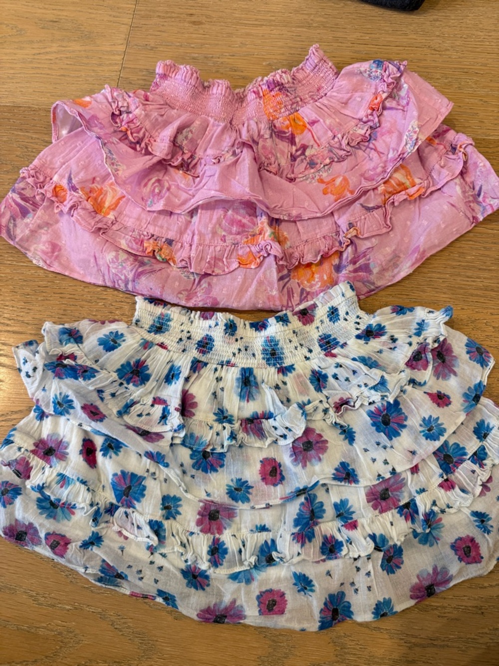 2 loveshack fancy floral skirts